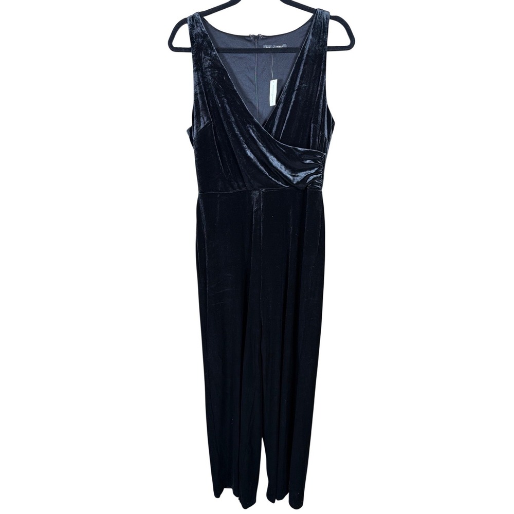 Banana Republic Womens Black Velvet Sleeveless Wide Leg‎ Jumpsuit M 819238-01-1